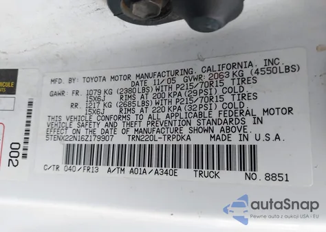 2006 Toyota Tacoma z USA, uszkodzony, nr VIN 5TENX22N16Z179907